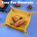 Miniatyrbild 4 av 5: Valetbricka Skrivbordsförvaring Organizer - Multi-Use Läder Catchall Bricka Sängbord Caddy Tärningshållare för Nycklar, Telefon, Plånbok, Mynt, Smycken,