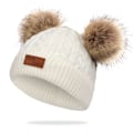 Miniatyrbillede 1 af 5: Barnehat, Farve Vinter Dobbelt Pom Pom Strikket Hue