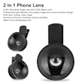 Miniatyrbillede 7 af 8: Telefonlinse 2 i 1 HD Professionel Universal Clip 0.45X Vidvinkel 12.5X Makrolinse til Mobiltelefon Tablet Sort