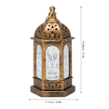 Miniatyrbillede 6 af 8: Mini Ramadan Lygte Retro Marokkansk Stil Dekorativ LED Eid Mubarak Lygte til Hjem Have Bryllup Festival 6stk Bronze Guld