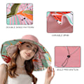 Miniatyrbilde 3 av 5: Bomull Bred Bremskjerm Solhatter  Kant Sommer UV Beskyttelse UPF Boho Hat for Strand Fotturer Hage Reise Hakestropp