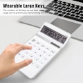 Miniatyrbillede 8 af 8: Kalkulator Solcelledrevet Batteridrevet Transparent Store Taster LCD Display Kontor Kalkulator Hvid