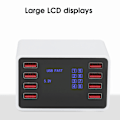 Miniatyrbilde 6 av 8: 8-porters skrivebordsvegglader smart hurtigladestasjon 3.0 USB C med LCD-skjerm 100‑240VEU-plugg