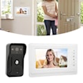 Miniatyrbillede 1 af 8: 7in videodørtelefon dørklokke nattesyn HD LCD håndfri ledninger video dørtelefon skærm med kamera skærm 100‑240V EU stik