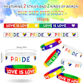 Miniatyrbild 2 av 6: Fashionabel Pride-accessoar: Regnbågsfärgade silikonarmband för HBTQ-stöd, unika symboliska mönster på kvalitets-silikonmaterial, idealisk gåva för