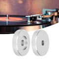 Pikkukuva 1 / 8: 45 RPM-levysoittimen sovitin, suuri reikämuunnoslevy, vinyyli, musta kiinnityssovitin useimmille suurireikäisille levyille, hopea