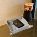 Miniatyrbild 5 av 5: Valetbricka Skrivbordsförvaring Organizer - Multi-Use Läder Catchall Bricka Sängbord Nattduksbord Caddy Tärningshållare för Nycklar, Telefon, Plånbok, Mynt, Smycken,