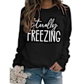 Miniatyrbild 2 av 2: Rundhalsad Långärmad Tröja Enfärgad Ledig Lös Polyesterfiber Sweatshirt för Kvinnor Svart Topp Vit Text S