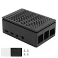 Pikkukuva 2 / 5: Suojaava kotelo Raspberry Pi 4B ABS-kuorelle, jossa kaikki portit on varattu HDMI USB A/V:lle, musta