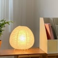 Miniatyrbilde 2 av 5: Rispapirlyktlampe Mykt varmt lys Hjemmedekorasjon Moderne stående nattbordlampe for kafé Soverom