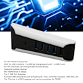 Miniatyrbild 4 av 8: 5-ports USB höghastighets expansionshub 4x USB 2.0 1x USB snabbladdningsport 1x USB C Plug and Play USB-hub för PS5