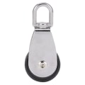 Miniatyrbilde 2 av 5: Rustfritt stål skall dobbel lagre stum pulley blokk nylon hjul spor 360 graders rotasjon