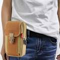 Miniatyrbild 5 av 5: Canvas mobiltelefon väska slitage bälte vertikal mobiltelefon fodral multifunktionell herr crossbody väska