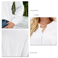 Miniatyrbild 3 av 4: Dam Långärmad Topp Enfärgad V-ringning Lös Passform Pullover Blus för Vardagsbruk Arbete Gata Vit XL