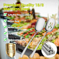 Miniatyrbild 3 av 5: Stor serveringssked set, hålslev och serveringssked, högkvalitativ skedsilver, matlagningssked, pastaslev, blandningssked, livsmedelskvalitet 18/8
