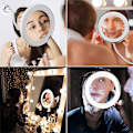 Miniatyrbillede 5 af 5: 10X forstørrende makeup spejl med LED lys kosmetisk spejl 360 graders rotation skønhedsspejl til bordplade badeværelse rejser