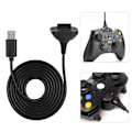 Miniatyrbild 4 av 5: Högkvalitativ 2 i 1 1,5 m laddningskabel för Microsoft XBOX 360-kontroller Snabbladdning (svart)