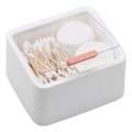 Miniatyrbillede 1 af 5: 2 rum bomuldsvat kugle Qtip holder krukke plastikbeholder dispenser boks med hængslet låg til badeværelse hjem opbevaring organizer（hvid）