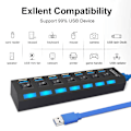 Miniatyrbild 3 av 4: 4/7 Port USB 3.0 Hub Aktiv med Strömförsörjning Splitter USB För Windows PC Laptop DHL