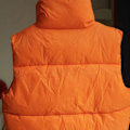 Miniatyrbild 3 av 5: Dam Vinter Kort Väst Ståkrage Ärmlös Justerbar Dragsko Fåll Dragkedja Dam Varm Ytterkläder för Dagligen Orange XL