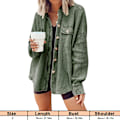 Miniatyrbild 5 av 5: Våffelvåfflad Skjorta med Knappar Oversized Boyfriend Skjortjacka Lös Casual Dam Våffelvåfflad Shacket för Höst Vinter