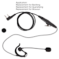 Miniatyrbillede 6 af 8: Walkie Talkie Headset med mikrofonstang Avanceret PTT Mikrofon K Hoved Universal Udskiftning til Baofeng