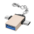 Pikkukuva 2 / 3: 2 kpl alumiiniseoskuori 2-in-1 OTG-muunnin USB 3.0 - Mikro-USB Type-C -sovitin ketjulla Androidille Kultaketjulla