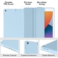 Miniatyrbild 3 av 5: iPad 10.2 tums fodral, himmelsblått slitstarkt PU-läder med flexibel TPU, smart magnetiskt stativ, trefaldigt för automatisk väckning/viloläge