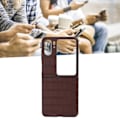 Miniatyrbild 1 av 8: Äkta läderfodral hopfällbart mobilskydd för Oppo Find N2 Flip Brun