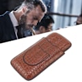 Miniatyrbillede 1 af 8: 3 Finger Cigar Etui Kunstig Læder Blød Anti Fade Åndbar Rejse Cigar Humidor med Lomme