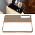 Miniatyrbild 1 av 8: Fällbar telefonfodral för Samsung Galaxy Z Fold 4 Nano Galvaniserat läder Stjärnmönster Anti Scratch Telefonskyddsfodral Grå