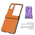 Miniatyrbillede 8 af 8: Telefon læderbeskyttende etui stribet foldbar cover forhindre drop til Oppo Find N2 Flip
