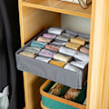 Miniatyrbild 3 av 5: Lådavdelare i tyg, platsbesparande design, hopfällbar struktur, robust konstruktion för mångsidiga förvaringslösningar i grått, 1 st