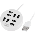 Miniatyrbild 4 av 5: USB 8 Portars Box Multi Dataöverföring USB 2.0 Hub Rund Form Multi-Port Splitter Laddare Adapter Ersättning med LED för USB-enheter, Telefon, USB White