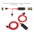 Miniatyrbillede 2 af 5: 3 farver telefon til HDMI-kabel til IOS-grænseflade Digital AV-adapter 1080P Plug Play til IOS Android Rød