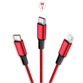 Miniatyrbillede 2 af 4: 3-i-1 Multifunktionelt Opladerkabel til iOS, Android og Type-c Red