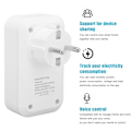 Miniatyrbillede 6 af 8: 2 stk. Smart WiFi-stik til genopladelig brandsikker trådløs fjernbetjening med stemmestyring WiFi Smart Socket-stik EU-stik 100‑250V