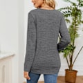 Miniatyrbild 1 av 4: Dam V-ringad Långärmad T-shirt Spetsdetaljer Lös Modern Passform Basic Topp Tunika Mörkgrå XL