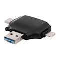 Miniatyrbillede 2 af 5: Multifunktionel fire-i-én hukommelseskortkamera OTG-kortlæser til IOS mobiltelefon sort