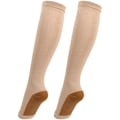 Miniatyrbild 4 av 5: 1 par dragkedja midcalf längd strumpa kompressionsstrumpor smala leggings stretch strumpor öppen tå (dragkedja strumpor (hudfärg brons botten) L/XL)