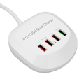 Miniatyrbilde 5 av 5: 4 porter USB-laderstasjon 36W QC3.0 hurtiglader for mobiltelefon nettbrett 110‑240V