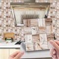 Pikkukuva 4 / 5: Kuori ja liimaa laatta 20 arkkia Vedenpitävä backsplash keittiölaattatarroille Itsekiinnittyvä lattialaatta PVC-seinälaatta DIY-laattatarrat