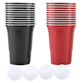 Miniatyrbilde 1 av 5: Beer Pong Set Beer Pong Drikkespill Sett Beer Pong Kopper 22 Kopper 4 PingPong Baller Rød Svart