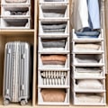 Miniatyrbild 3 av 6: Stapelbar förvaringskorg i plast, stor öppen låda, garderobstygbehållare för sovrum, vardagsrum, offwhite