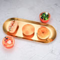 Miniatyrbillede 3 af 5: Guld opbevaringsbakke, serveringsbakker i rustfrit stål, buffetplader til kosmetikarrangør til kage smørlysdekoration - 30x12 cm