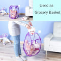 Miniatyrbilde 2 av 5: 1 stk (lilla) Mesh Popup Vaskeri Kurv Foldbar Vaskeri Kurv Bærbar Skitten Tøy Kurv(30*30*50CM)