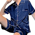 Miniatyrbild 3 av 10: Herr Pyjamas Set Kortärmad Is Silke Skrynkelfri Andningsbar 2 Delar Topp Shorts Nattkläder för Hem Sovsal