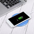 Miniatyrbillede 1 af 7: Ultra-tynd hurtigopladning QI cirkulær sender trådløs oplader til iPhone/Samsung/Xiaomi Blå