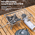 Miniatyrbilde 5 av 5: Sammenleggbar Campingrist i Rustfritt Stål Justerbar Høyde Tykkere Bålmatlagingsstativ Avløp Ryggsekk Grill for Utendørs
