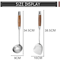 Miniatyrbild 2 av 7: Professionell Universal Wok Slev, Värmebeständiga Wokredskap Set Inklusive Ergonomisk Wokspatel, Tvådelat Set i Rostfritt Stål För Säker,